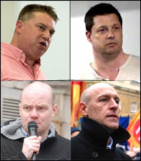 TUSC candidates Alex Gordon, Joe Simpson, Steve Hedley, Ian Leahair. Pics Paul Mattsson