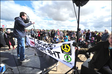 Nick Parker at anti-drone demo
