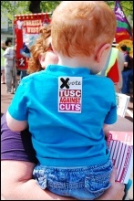 Wales May Day celebrations, with young TUSC supporter . Picture by Les Woodward 