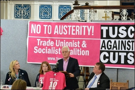 Southampton rebel councillor Keith Morrell, speaking, with Barbara Potter and Wayne Naylor (right), photo by Ambrose Musiyiwa